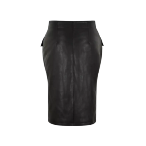 betsy women’s black leather pencil skirt back