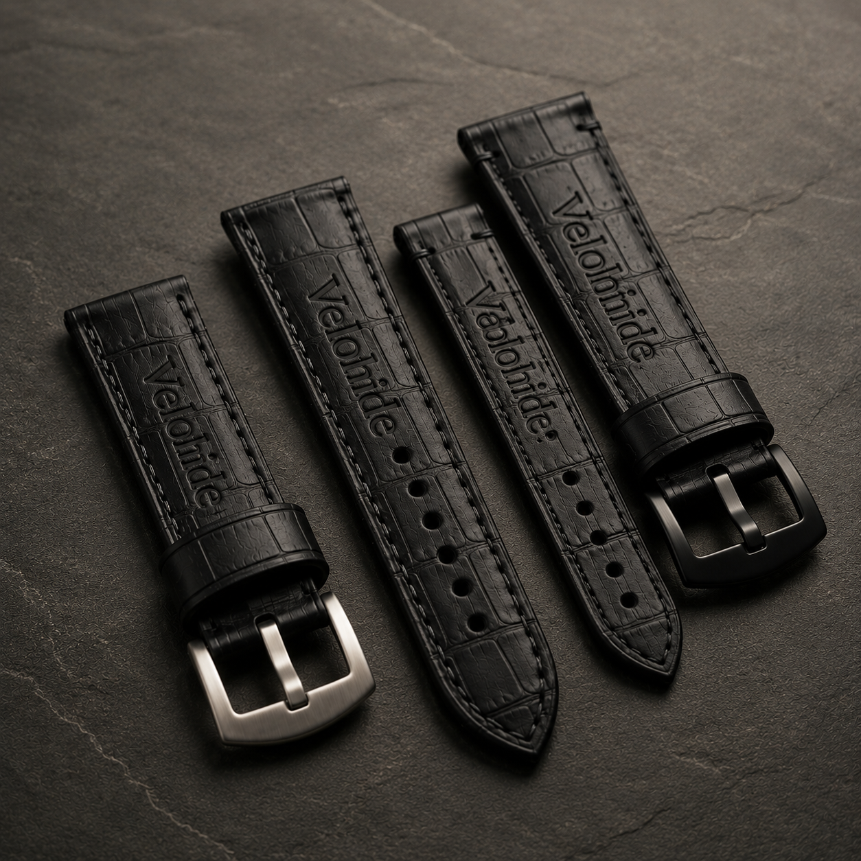 Leather watch straps Premium Black Leather Watch Band