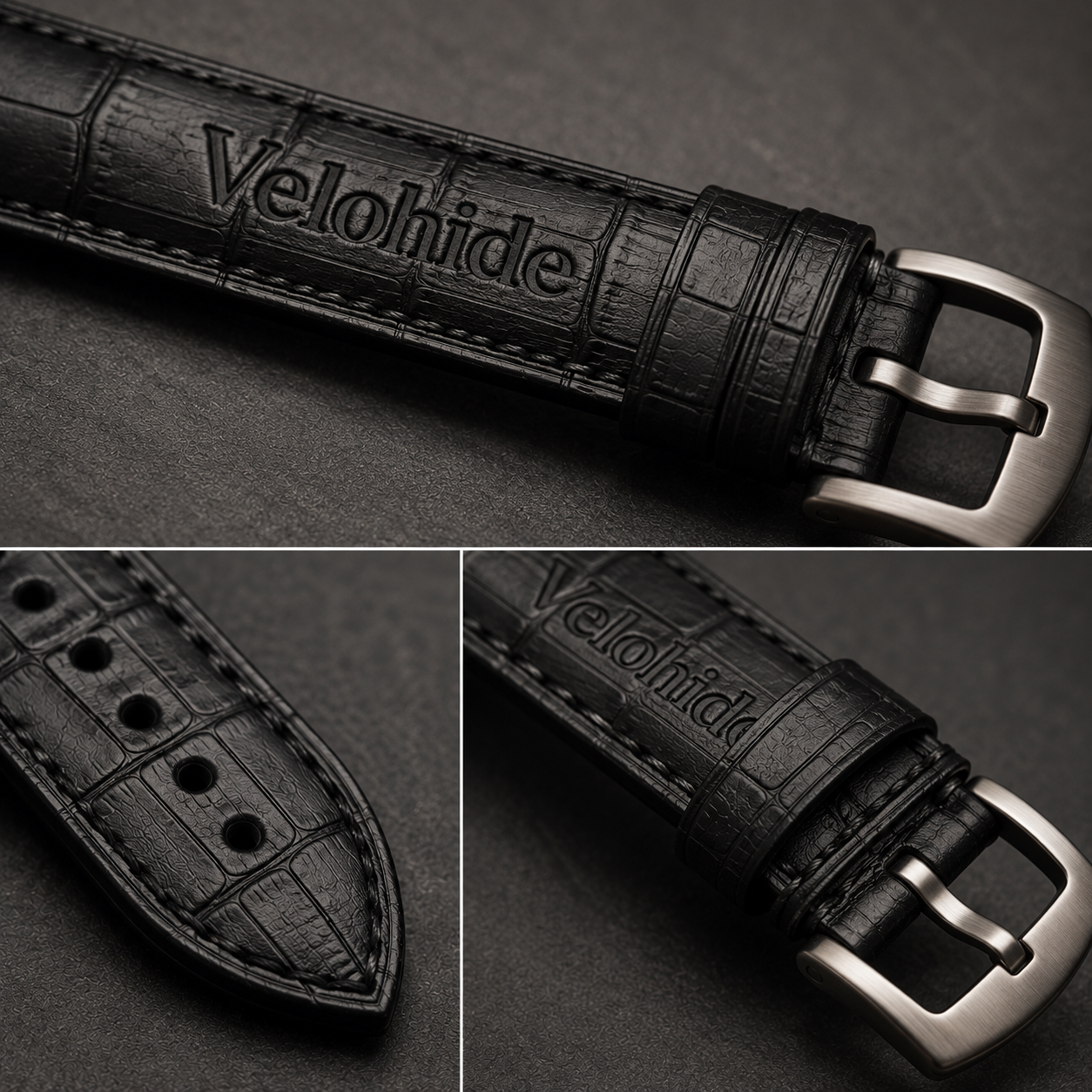 Premium Black Leather Watch Band