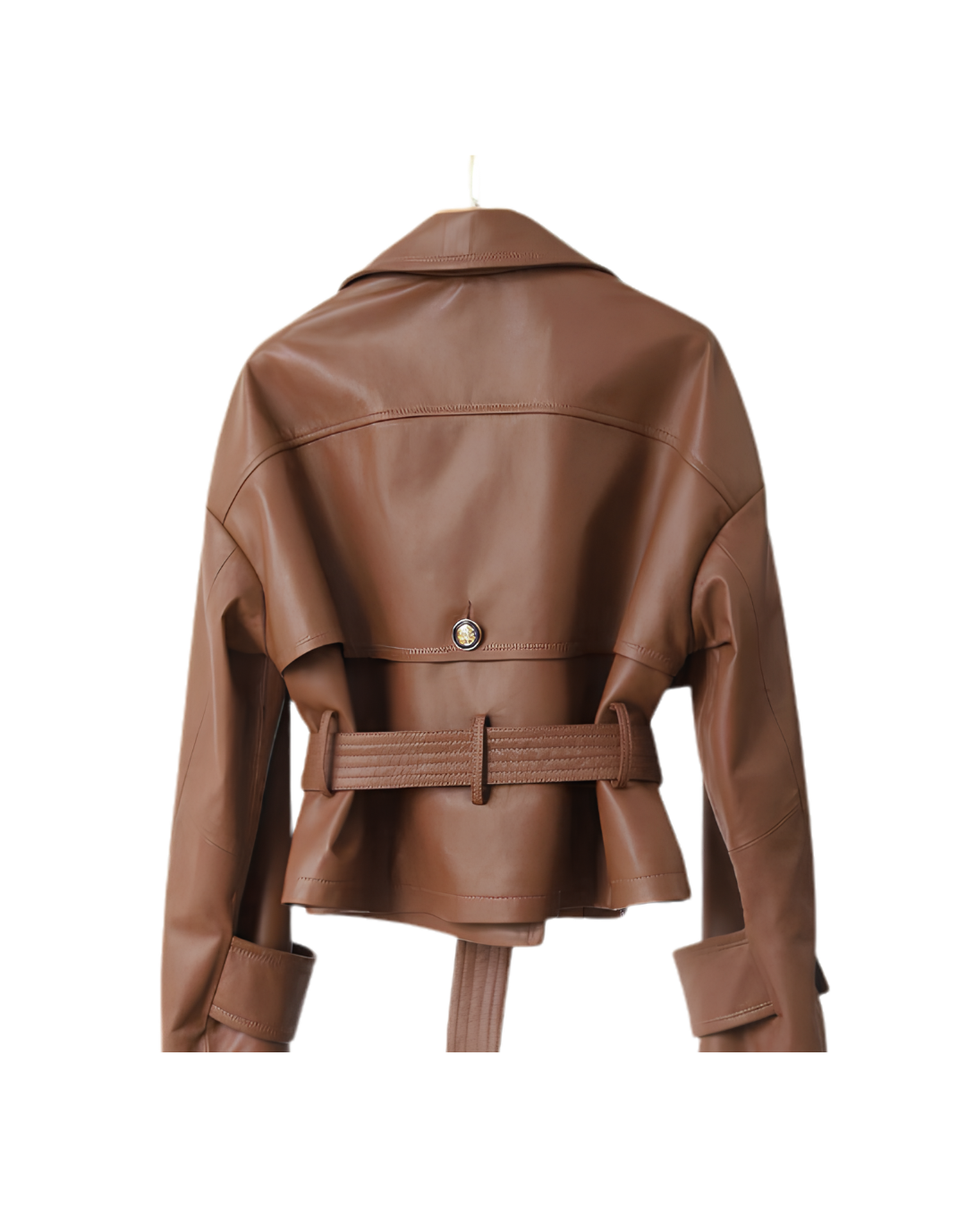 cropped trench belted short women genuine leather jacket back cropped trench belted short women genuine leather jacket back