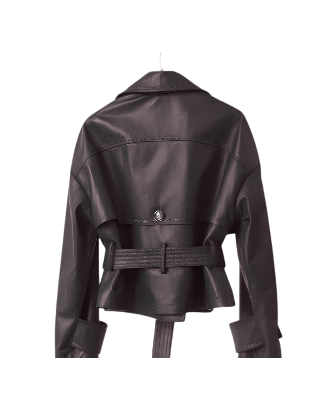 cropped trench black belted short women genuine leather jacket back cropped trench black belted short women genuine leather jacket back