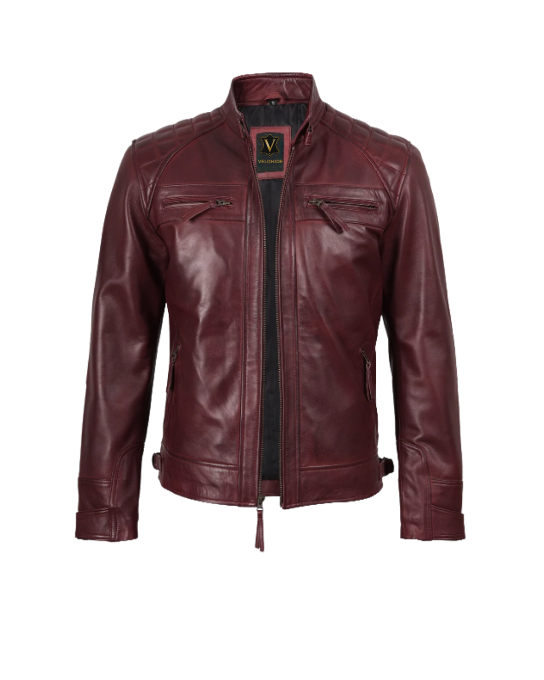 maroon biker jacket front maroon biker jacket front