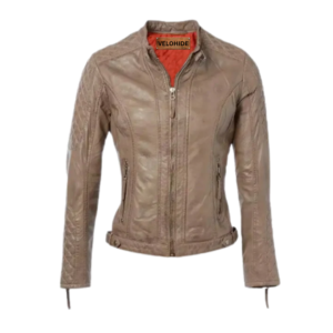 women’s short quilted shoulder biker leather jacket