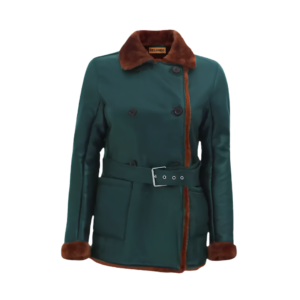 women’s pine green fur leather coat